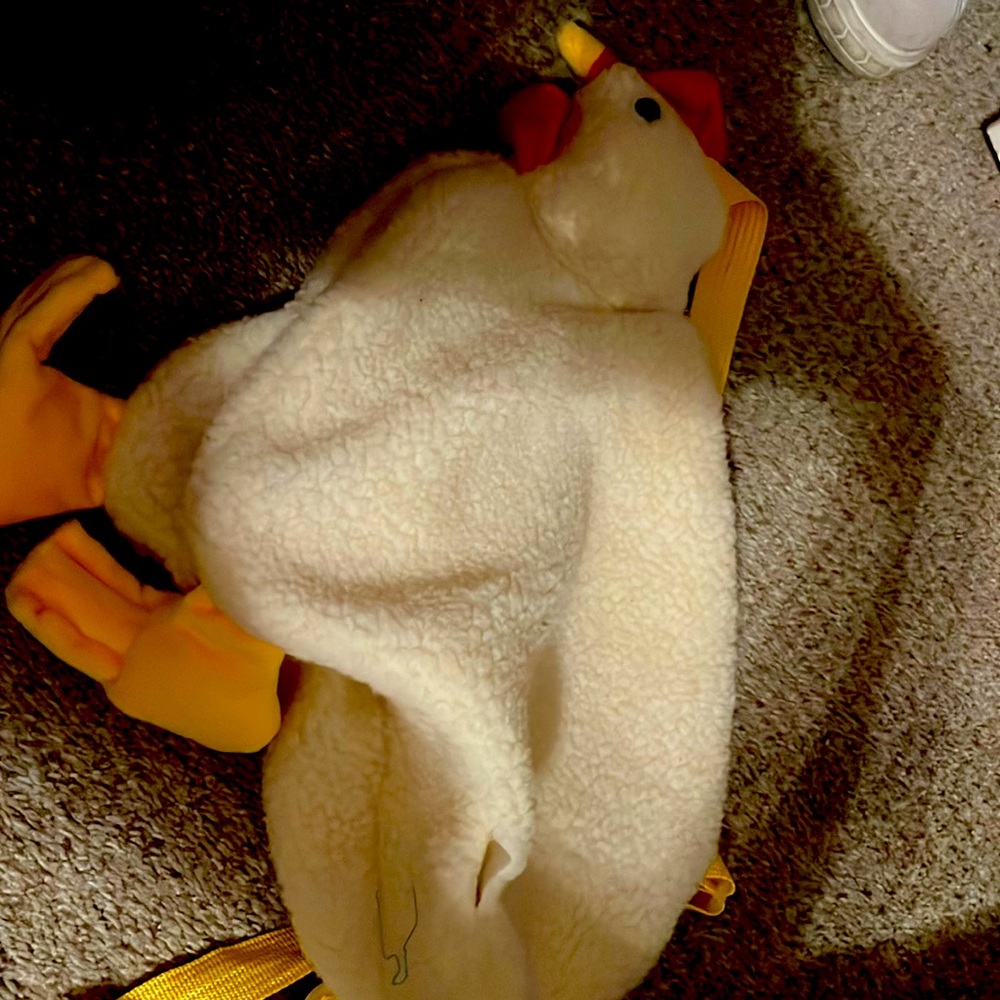Chicken purse, two pockets, slight hole at the bottom not made by the owner